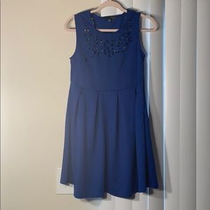 Blue dress with cut out pattern